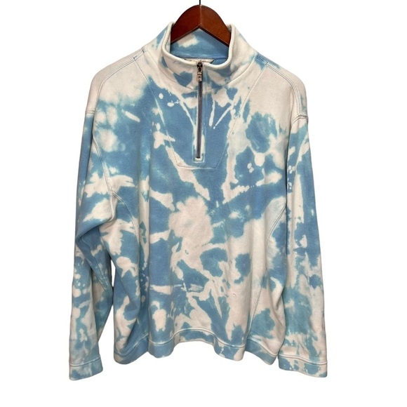 Tommy Bahama Tops - Tommy Bahama Blue & White Tie Dye 1/4 Zip Pullover Sweater Size Large